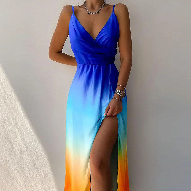 Elegantes Maxikleid Damen Lang Schlitz Abendkleid