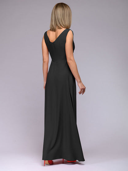 Elegantes Maxi-Kleid Tief dekoltiert mit Seitenschlitz