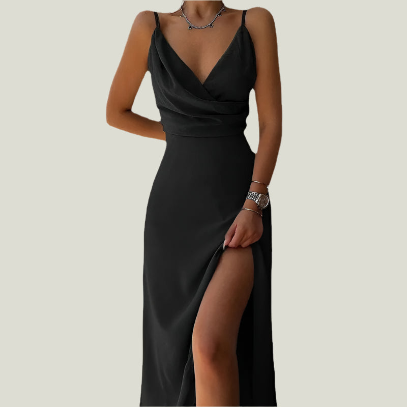 Elegantes Maxikleid Damen Lang Schlitz Abendkleid