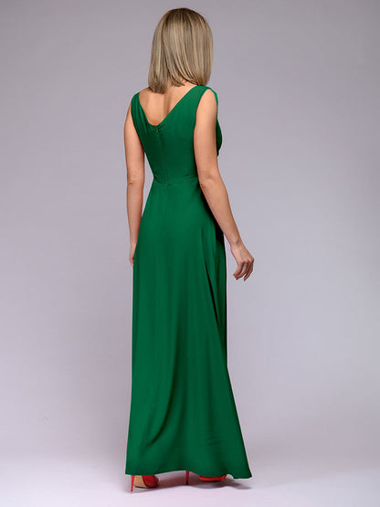 Elegantes Maxi-Kleid Tief dekoltiert mit Seitenschlitz