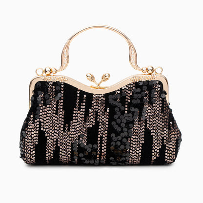 Elegante Abendtasche Navyblau mit Pailletten