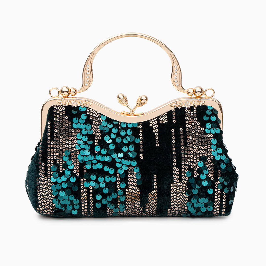 Elegante Abendtasche Navyblau mit Pailletten