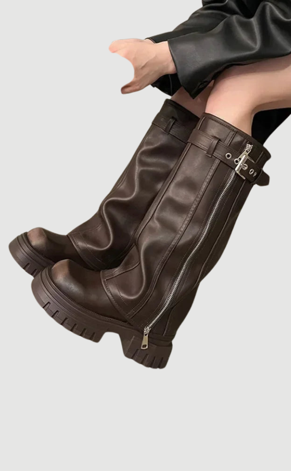 Plateau Stiefel Kniehoch Damen Schuhe - BerlinGlamour