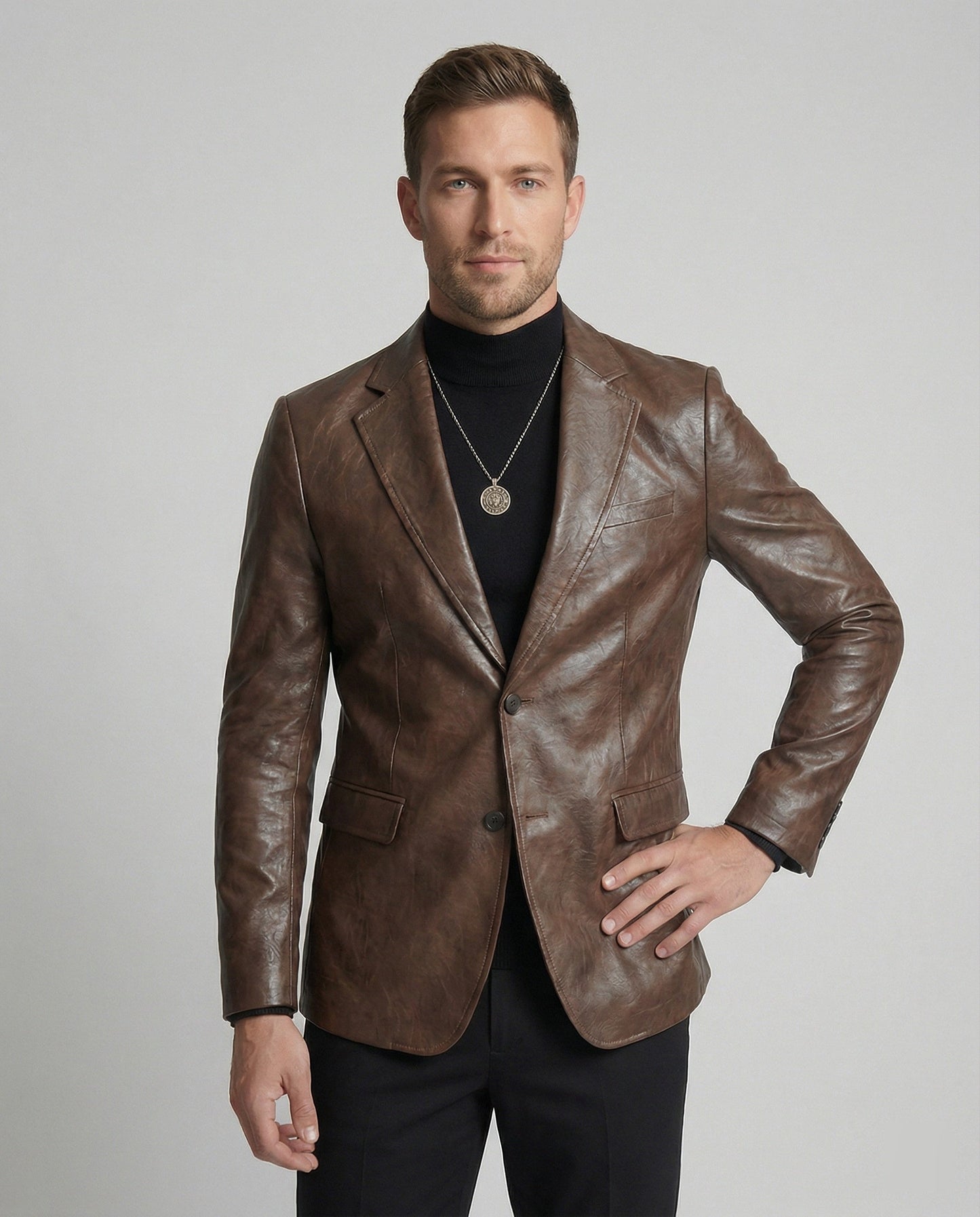 Herren Blazer Braun Sakko Style Schulterpolster Modern
