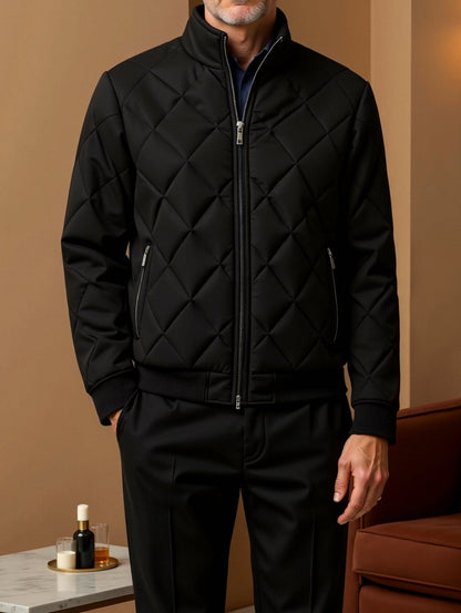 Herren Steppjacke Klassisch Schwarz Warm