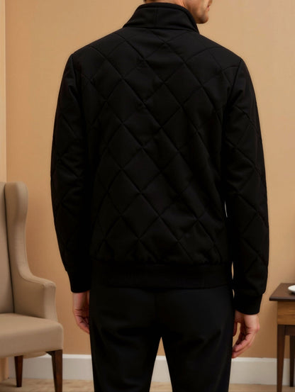 Herren Steppjacke Klassisch Schwarz Warm