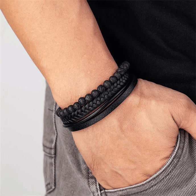 Schwarzes Anti-Stress Armband mit Beruhigungsperlen - BerlinGlamour
