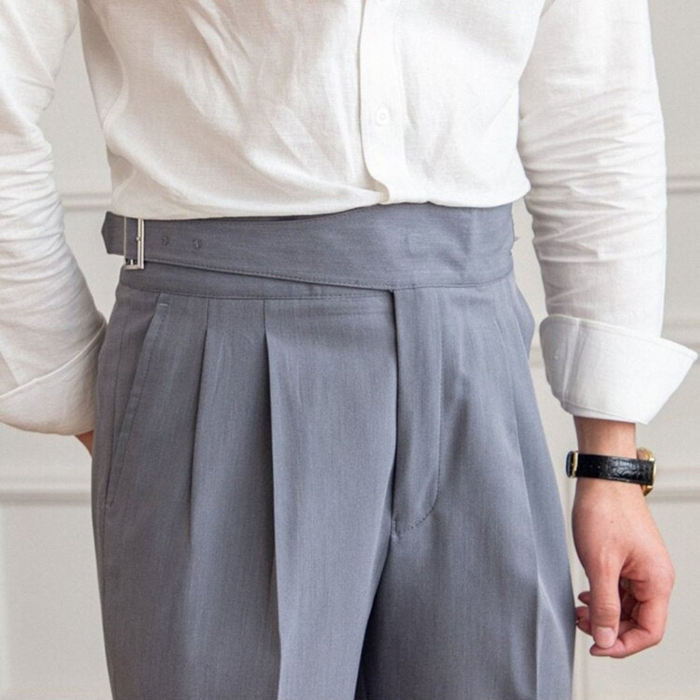 Herren Anzughose Hochwand Hohe Taille Verstellbar - BerlinGlamour