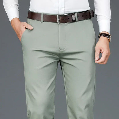 Anzughosen – Business Casual – Stretch – Schmale Hosen – Herrenhosen-Hellgrün-28-Chaps Herrenmode