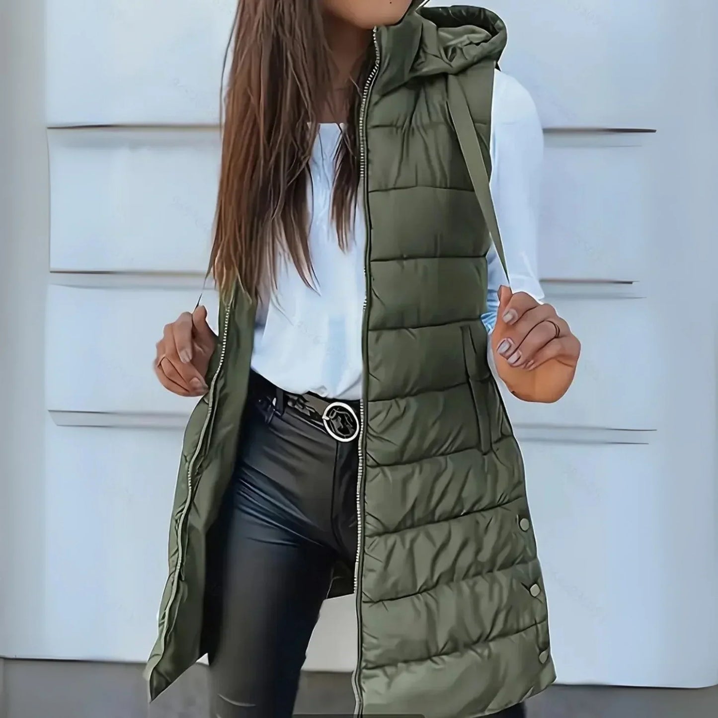 Lange Daunenweste Damen Warm Elegant