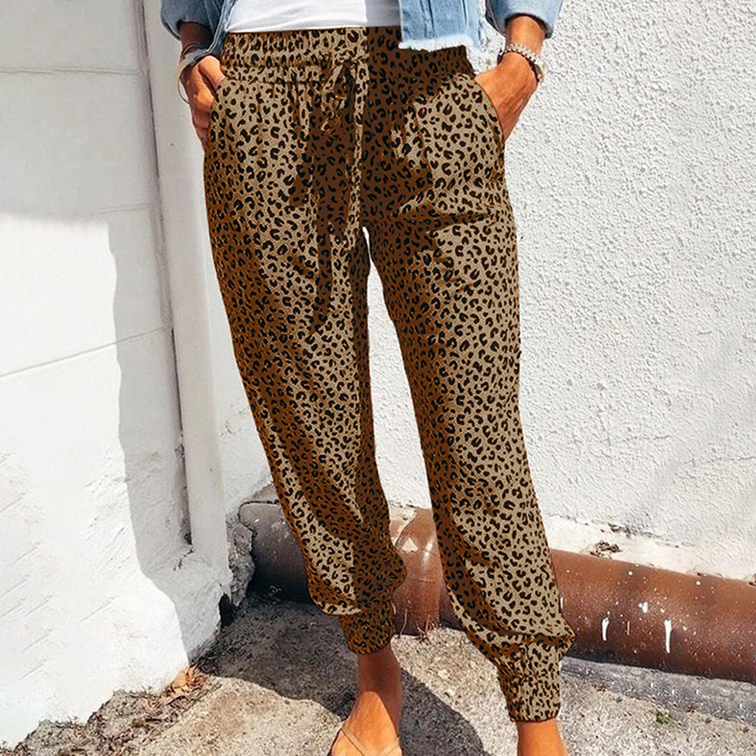 Damen Freizeithose Leopardenmuster Komfortabel Elegant