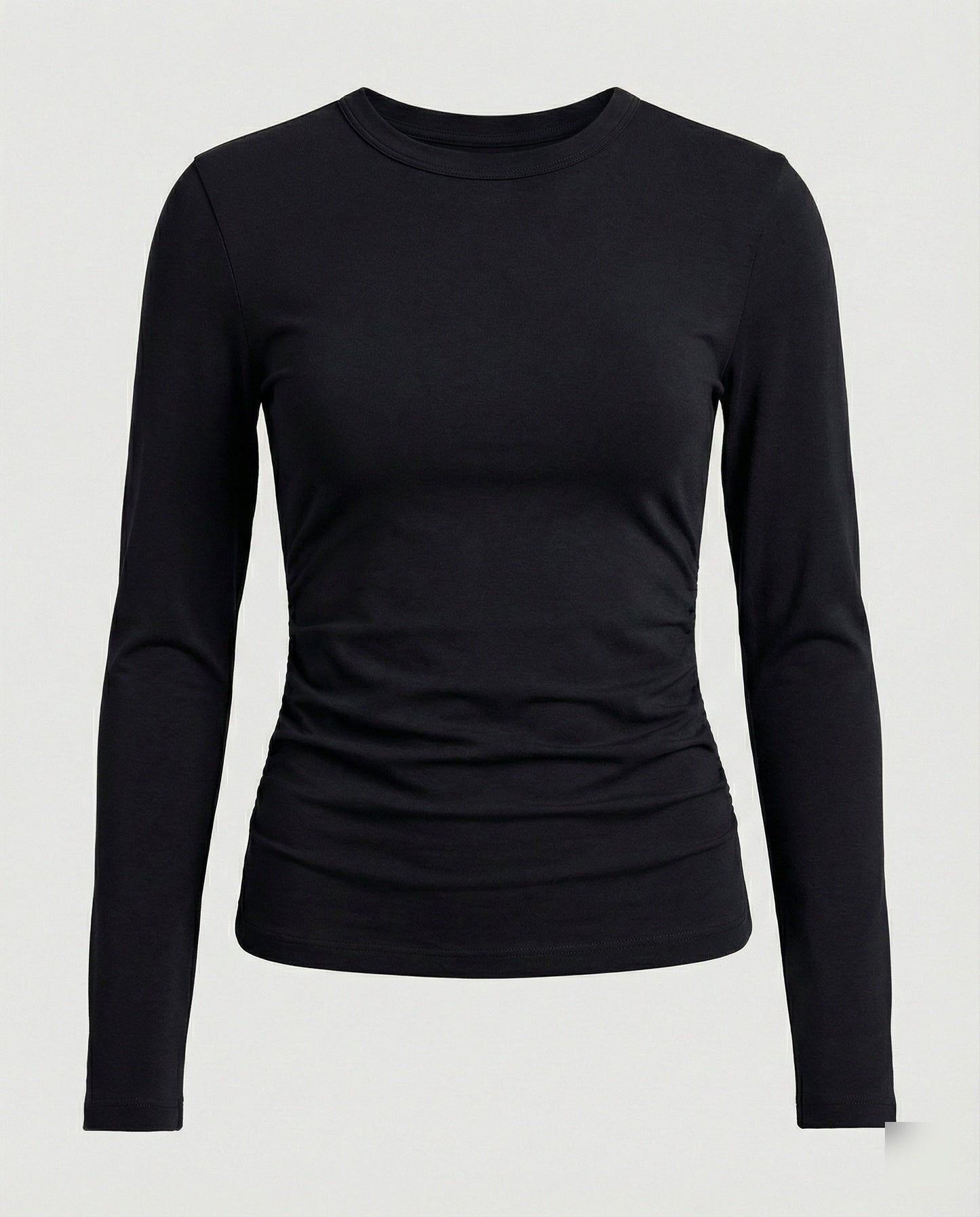Damen Slim Fit Langarmshirt Rundhals Basic Top Modal
