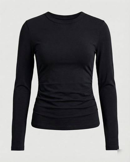 Damen Slim Fit Langarmshirt Rundhals Basic Top Modal