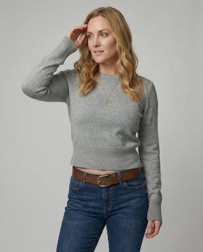Damen Strickpullover Slim Fit Rundhals Winterwolle - BerlinGlamour