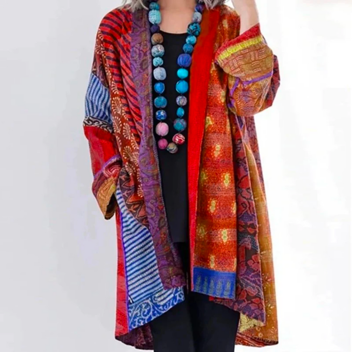Damen Strickjacke Boho-Stil Lang Geschnitten Locker