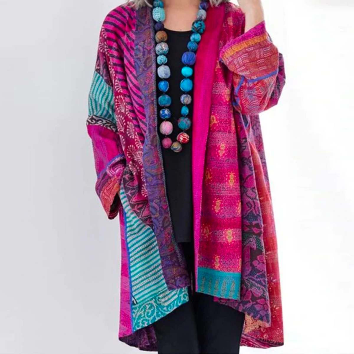 Damen Strickjacke Boho-Stil Lang Geschnitten Locker