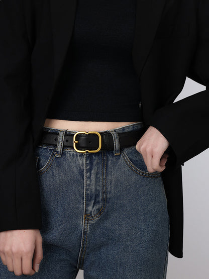 Gürtel Minimalistisch Mit Goldener Schnalle Damen