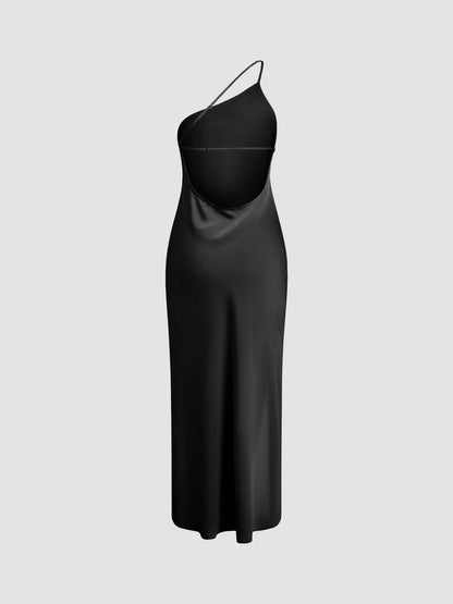Elegantes Maxikleid Rückenfrei Satin mit feinen Trägern