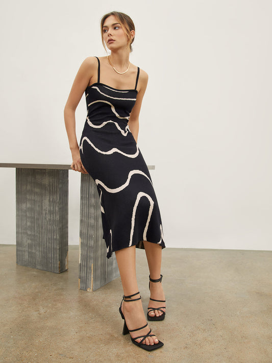 Kleid Damen Midikleid Figurschmeichelnd Abstrakt - BerlinGlamour