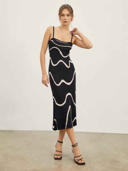 Kleid Damen Midikleid Figurschmeichelnd Abstrakt