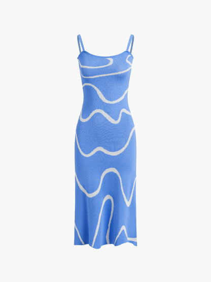 Kleid Damen Midikleid Figurschmeichelnd Abstrakt
