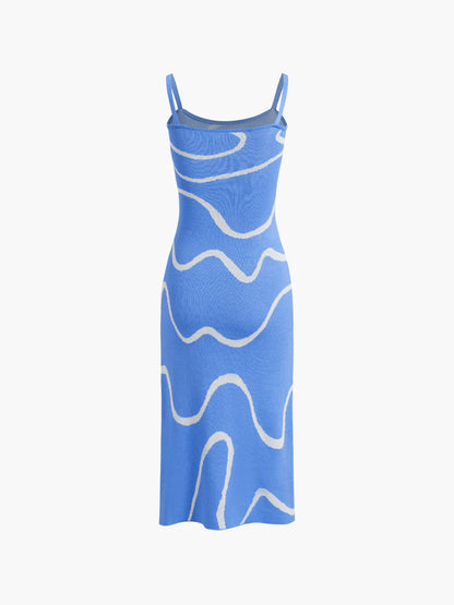 Kleid Damen Midikleid Figurschmeichelnd Abstrakt