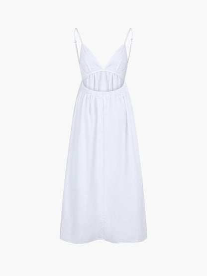 Damen Leinenkleid Midi Atmungsaktiv Sommer