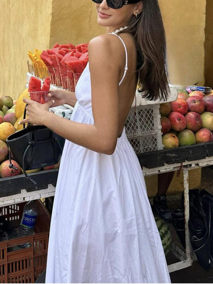 Damen Leinenkleid Midi Atmungsaktiv Sommer