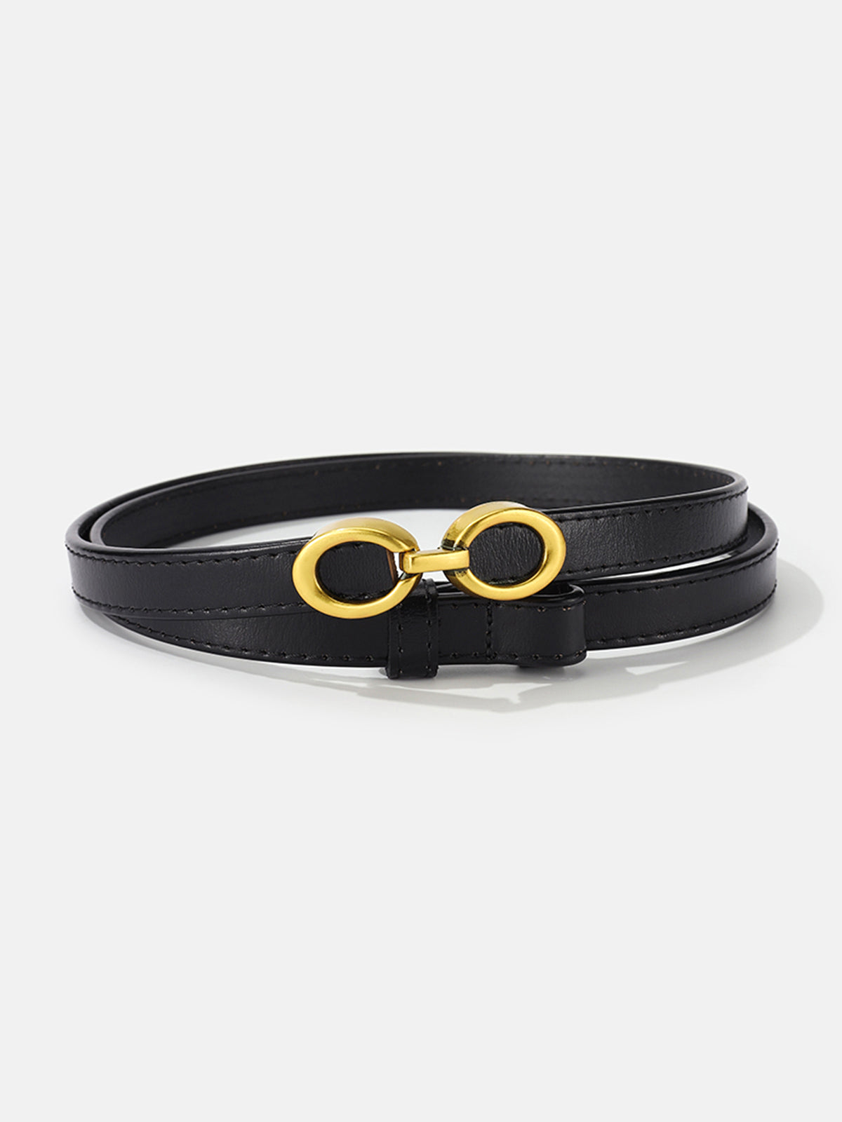 Schmaler Leder Gürtel Gold Schnalle Damen