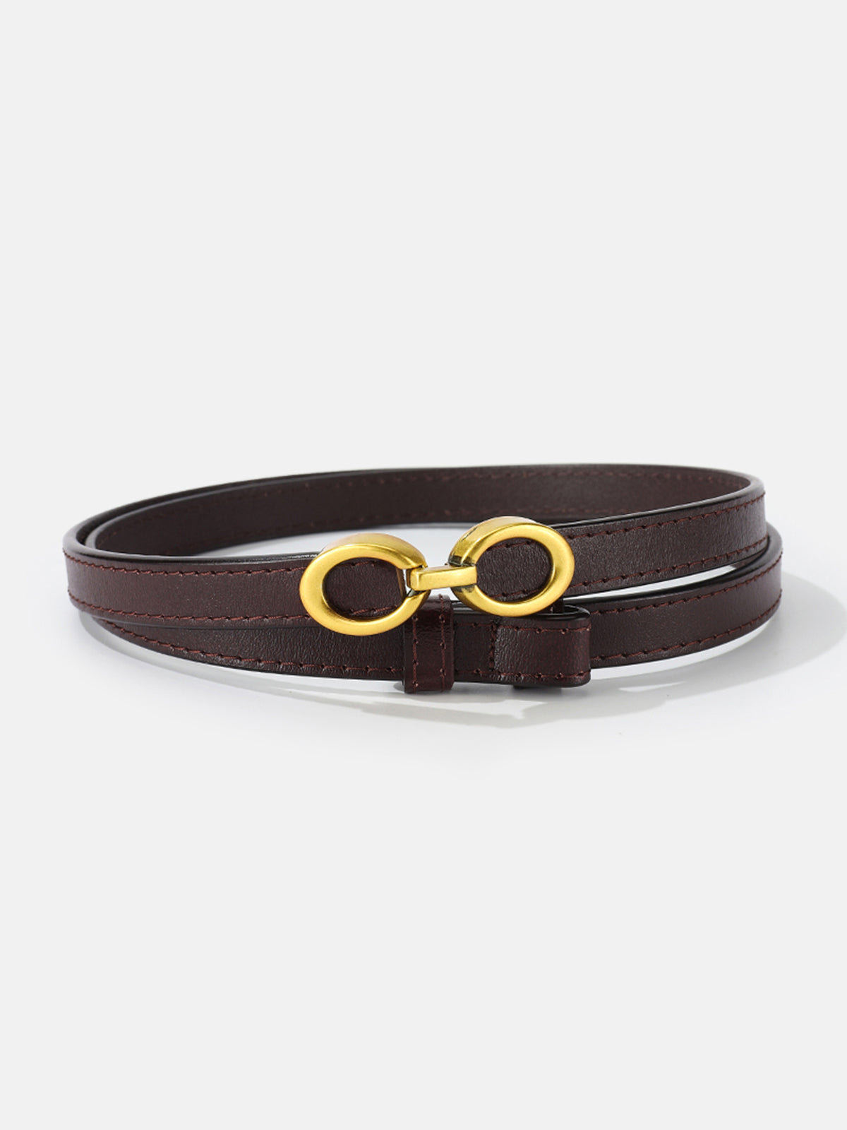 Schmaler Leder Gürtel Gold Schnalle Damen