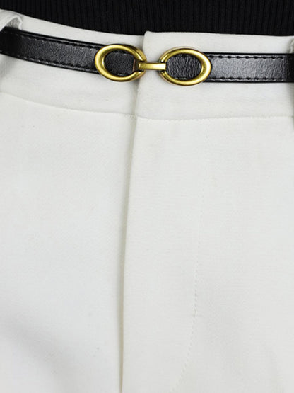 Schmaler Leder Gürtel Gold Schnalle Damen