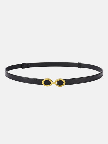 Schmaler Leder Gürtel Gold Schnalle Damen
