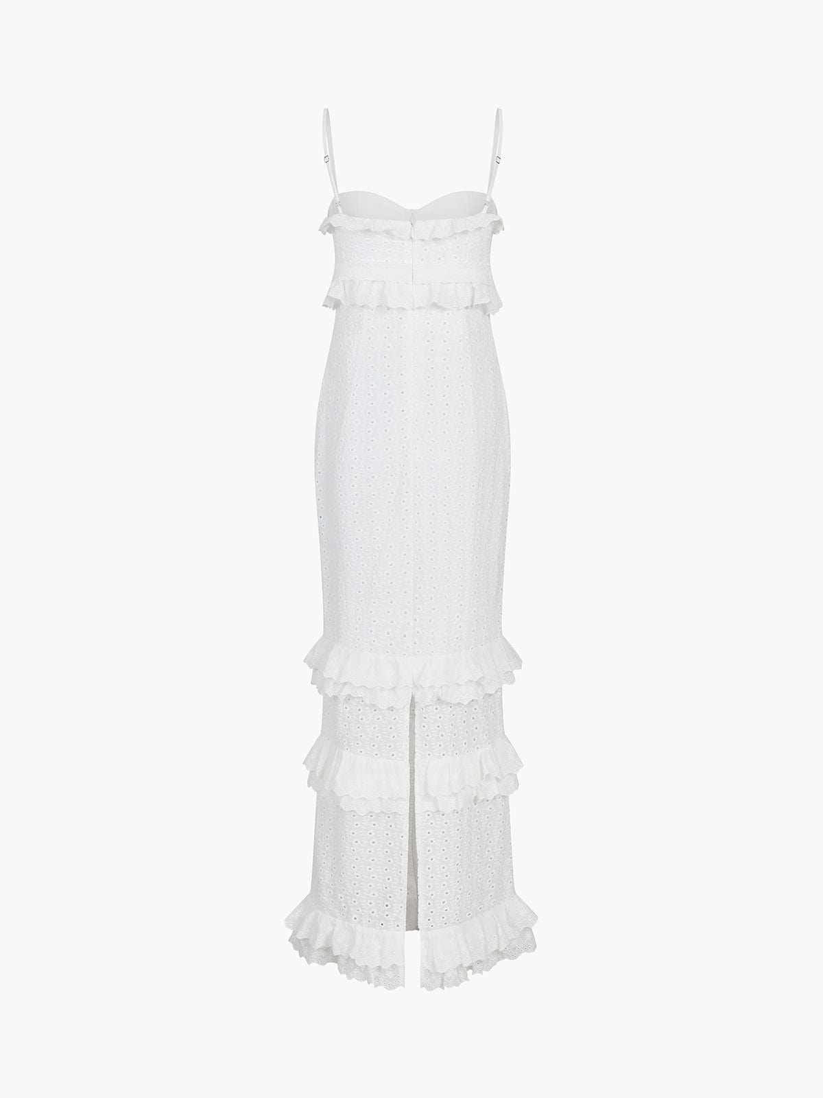 Weißes Spitzenkleid Rüschen romantisch Elegant