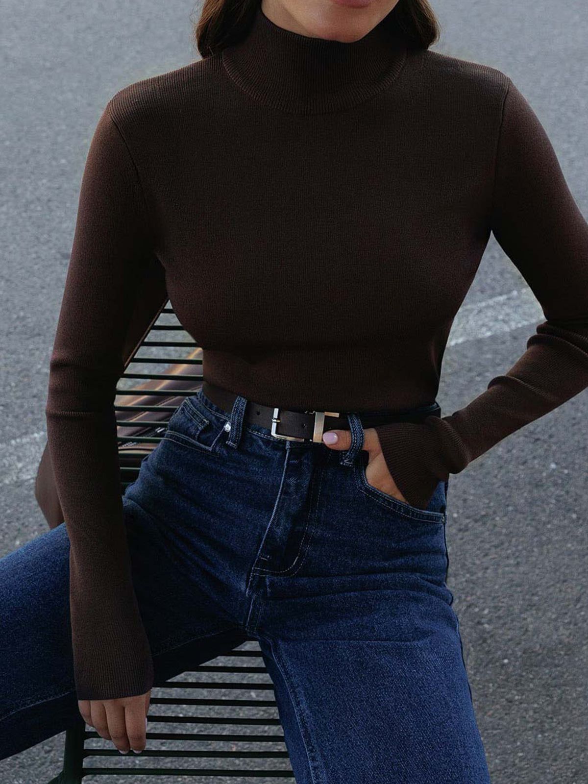 Damen Oberteil Frühling Bequem Mock-Neck Top
