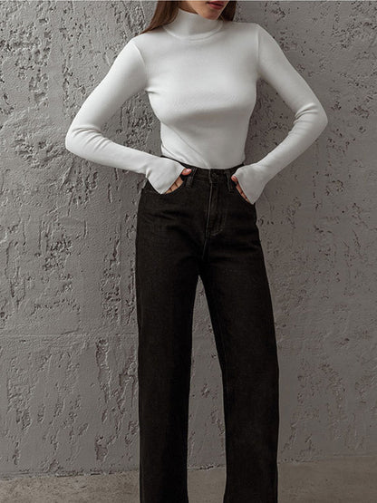 Damen Oberteil Frühling Bequem Mock-Neck Top