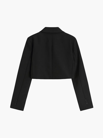 Schwarzer Damen Blazer Cropped Büroanzug Modern
