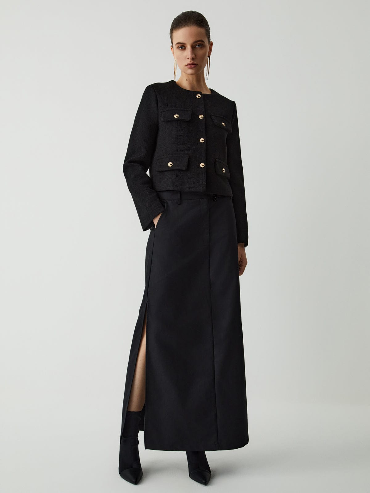 Damen Tweedjacke Klassisch mit Goldknöpfen Elegante
