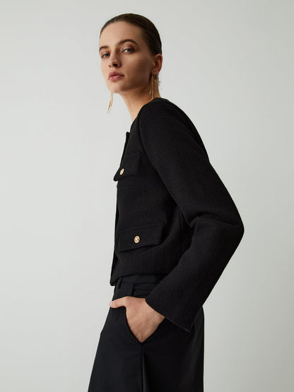 Damen Tweedjacke Klassisch mit Goldknöpfen Elegante