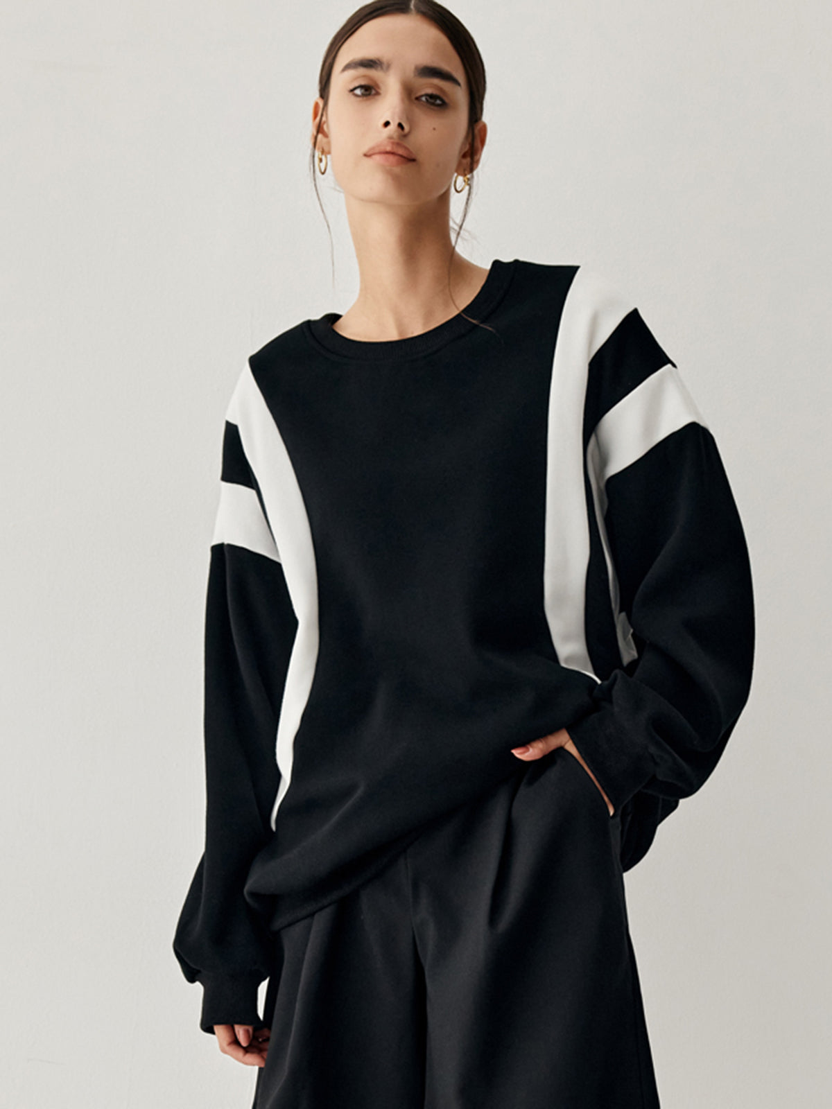 Fay Pullover mit Seitenstreifen Grobstrick