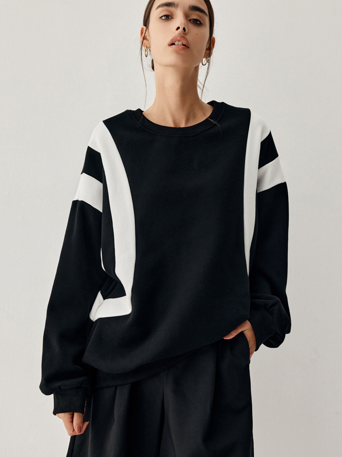 Fay Pullover mit Seitenstreifen Grobstrick