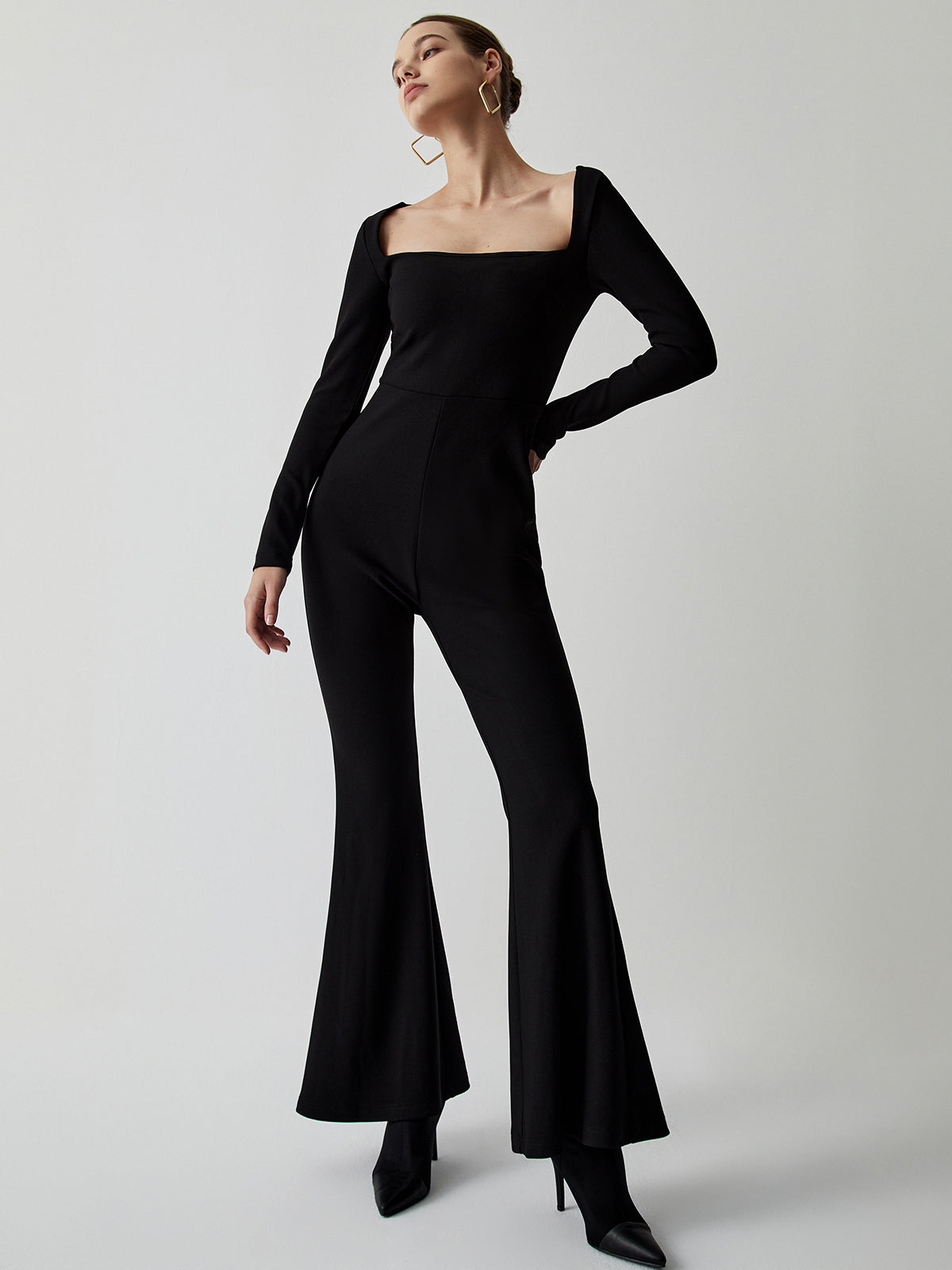 Damenschwarz Jumpsuit Komfortable Frauenhose Elegant