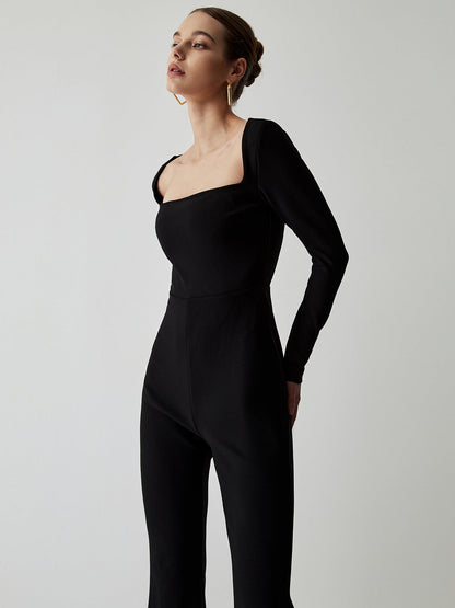 Damenschwarz Jumpsuit Komfortable Frauenhose Elegant - BerlinGlamour