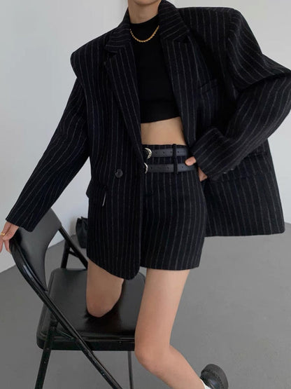 Blazer Damen Marineblau Klassisch Nadelstreifen