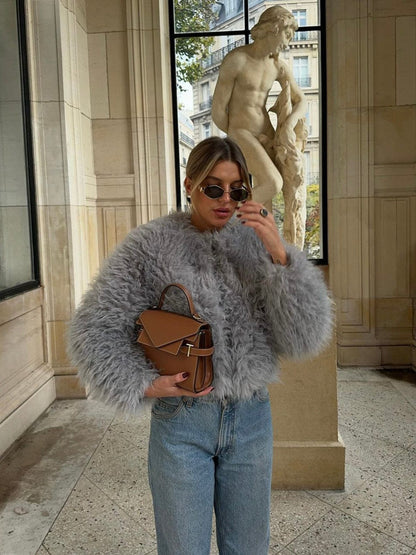 Kurze Faux-Fur-Mantel Elegant Damen