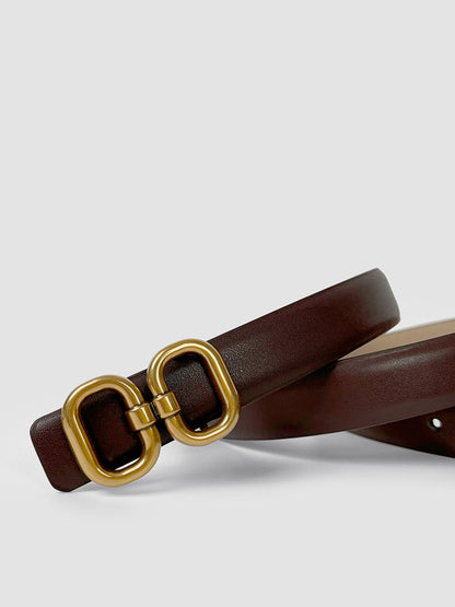 Eleganter Leder Gürtel mit Doppelschnalle Schwarz