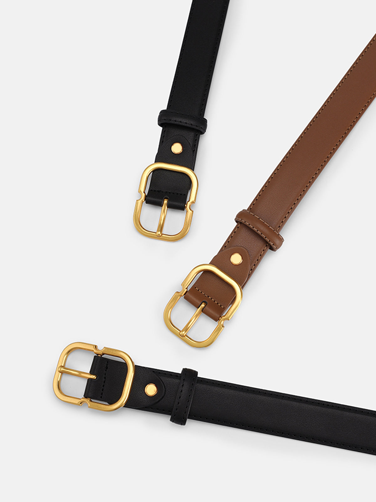 Gürtel Minimalistisch Mit Goldener Schnalle Damen