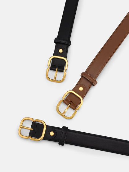 Gürtel Minimalistisch Mit Goldener Schnalle Damen