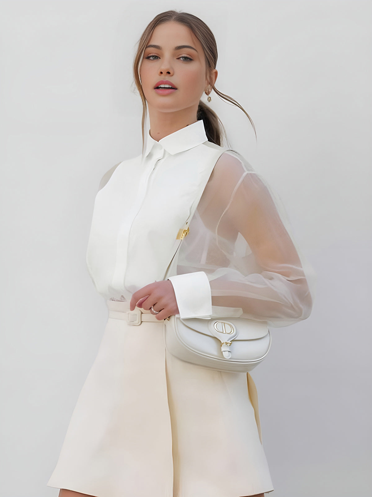 Damenbluse Elegante Transparent Ärmel Frauen Oberteil