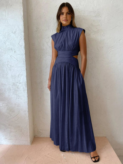 Stehkragen Maxikleid Cut-Outs Modern Damenkleid - BerlinGlamour