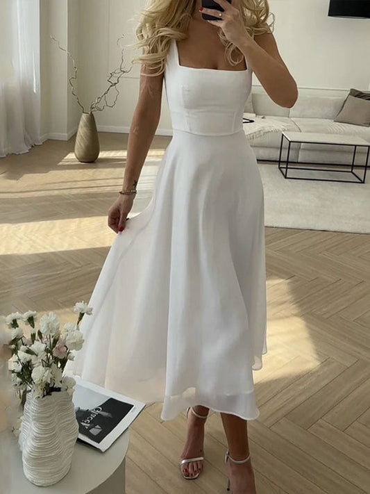 Elegantes Midikleid A-Linie Damenkleid Zeitlos - BerlinGlamour